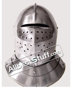 Medieval English Closed Helmet 16th Century made of 18 Gauge Steel