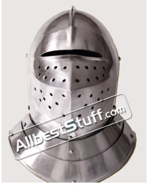 Medieval English Closed Helmet 16th Century made of 18 Gauge Steel