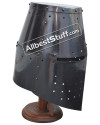 Medieval Great Helmet Crusade 16 Gauge Helm Black Finish image 1