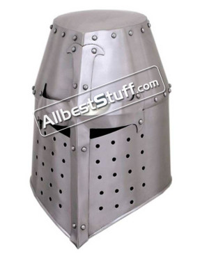 Medieval Great Helmet Crusader 18 Gauge Steel Helm