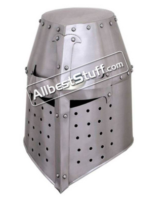 Medieval Great Helmet Crusader 18 Gauge Steel Helm
