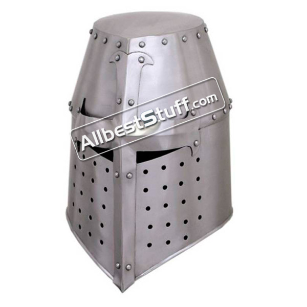 Medieval Great Helmet Crusader 18 Gauge Steel Helm