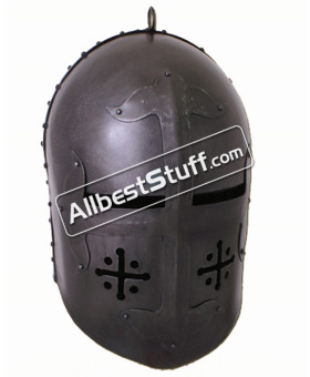 Medieval Great Helmet of William de Staunton 16 Gauge Steel