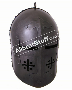 Medieval Great Helmet of William de Staunton 16 Gauge Steel