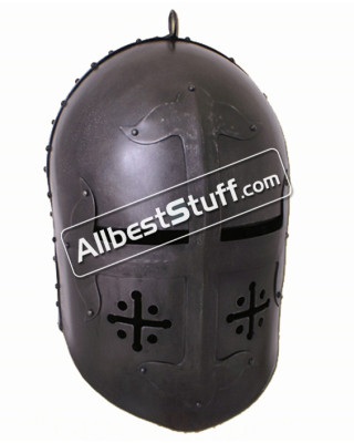 Medieval Great Helmet of William de Staunton 16 Gauge Steel