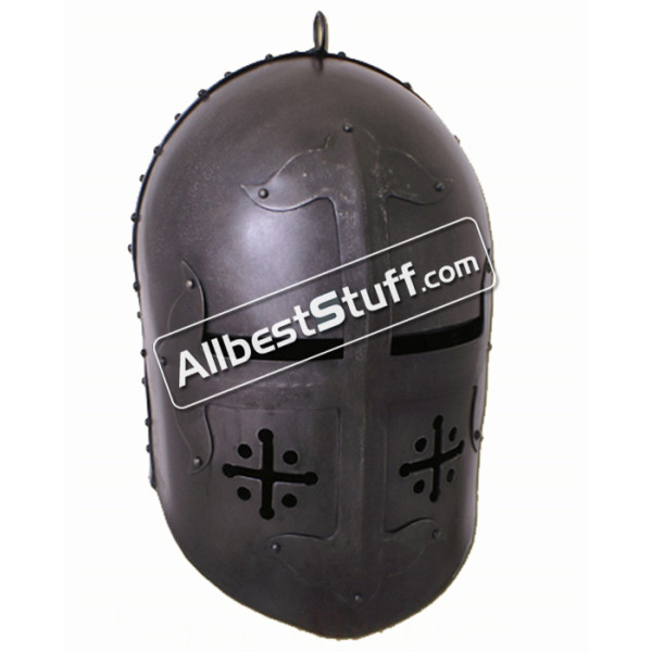 Medieval Great Helmet of William de Staunton 16 Gauge Steel