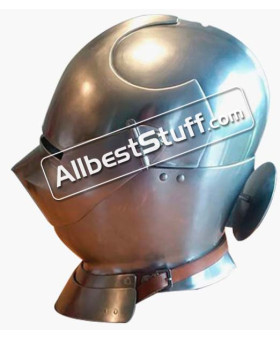Medieval Italian Closed Helmet with Bevors 18 Gauge Steel