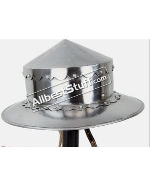 Medieval Kettle Hat Helmet from Heavy 14 Gauge Steel