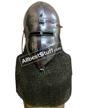 Set of 5 Medieval Klappvisier Bascinet 14 Gauge Helmet from 1370 AD