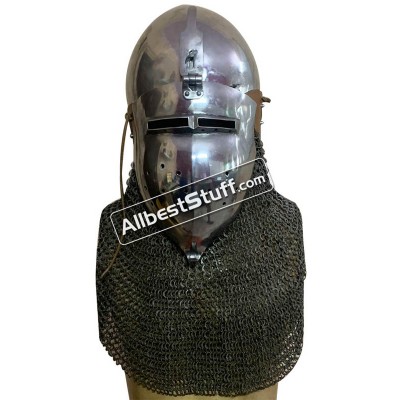 Set of 5 Medieval Klappvisier Bascinet 14 Gauge Helmet from 1370 AD
