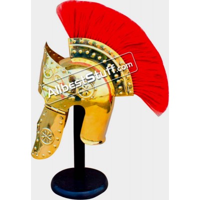 Medieval Roman Praetorian 18 Gauge Brass Helmet with Plume