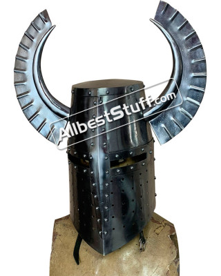 Medieval Teutonic Knight Templar Great Helm 18 Gauge Steel Helmet
