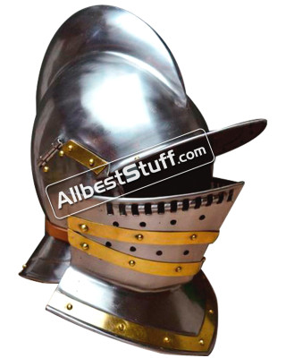 Medieval Tudor burgonet Helmet made of 18 Gauge Steel