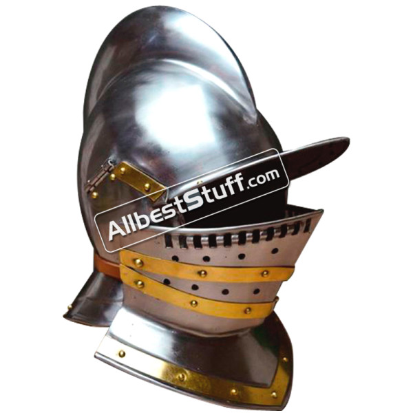 Medieval Tudor burgonet Helmet made of 18 Gauge Steel
