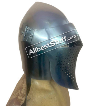Medieval Visored 18 Gauge Steel Helmet