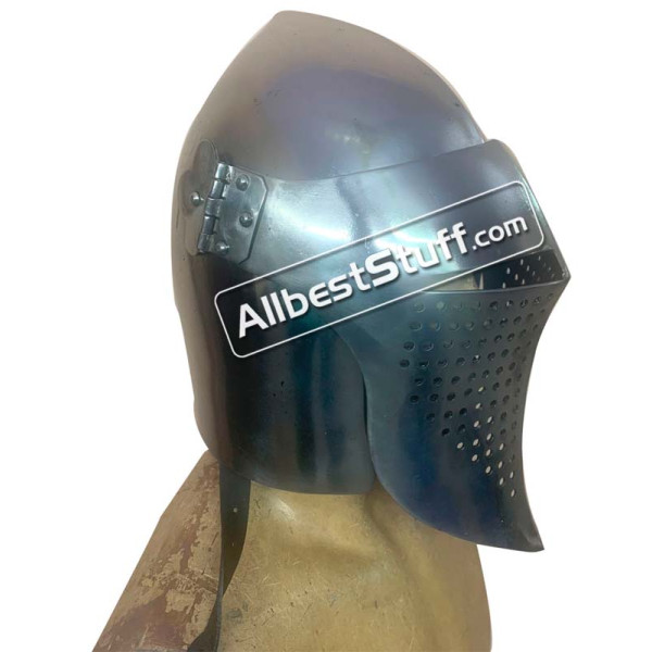 Medieval Visored 14 Gauge Steel Helmet