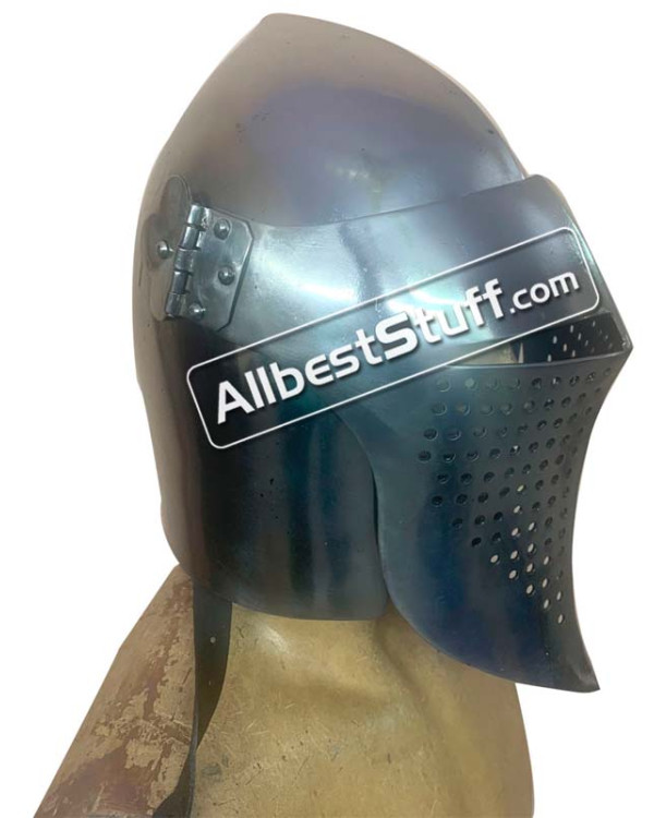 Lot of 5 helmets 14 Gauge Medieval Visored Steel Helmet