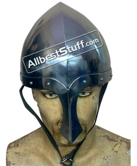 Medieval Italo Norman Nasal Helmet 14 Gauge Steel