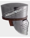 Medieval Crusader Pot Helm with Leather Piping 14 Gauge Steel image 4