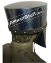 Medieval Crusader Pot Helm with Leather Piping 14 Gauge Steel image 2