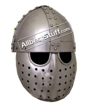 Medieval Crusader Spangenhelm with Face Plate made in 14 Gauge Steel