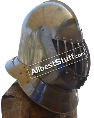 Medieval English Knight Closed Helmet Made of 14 Gauge Steel