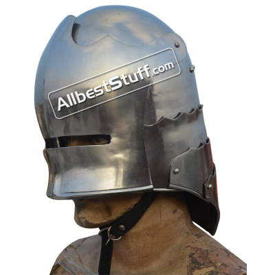 Medieval Gothic Sallet Helmet 14 Gauge Steel