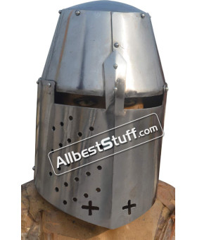 Medieval Great Helmet Pembridge Style 14 Gauge Steel