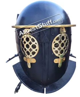 Medieval Hammered Gladiator Provocator Helmet Steel Black