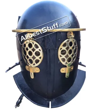 Medieval Hammered Gladiator Provocator Helmet Steel Black