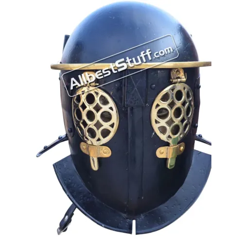 Medieval Hammered Gladiator Provocator Helmet Steel Black