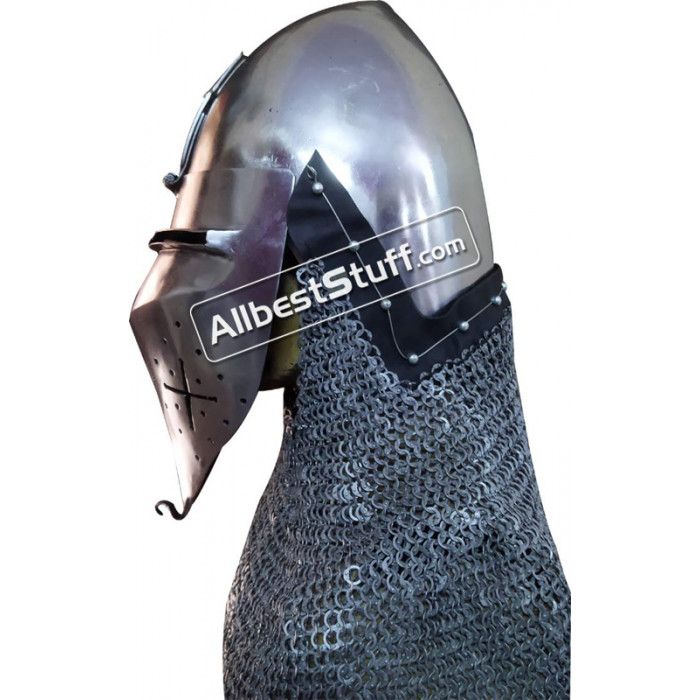 Details about   Custom SCA HNB 14 Gauge Steel Medieval klappvisier Bascinet Helmet w Aventail YV 