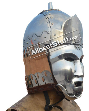 Medieval Mongolian 14th century Great Helmet 16 Gauge Steel