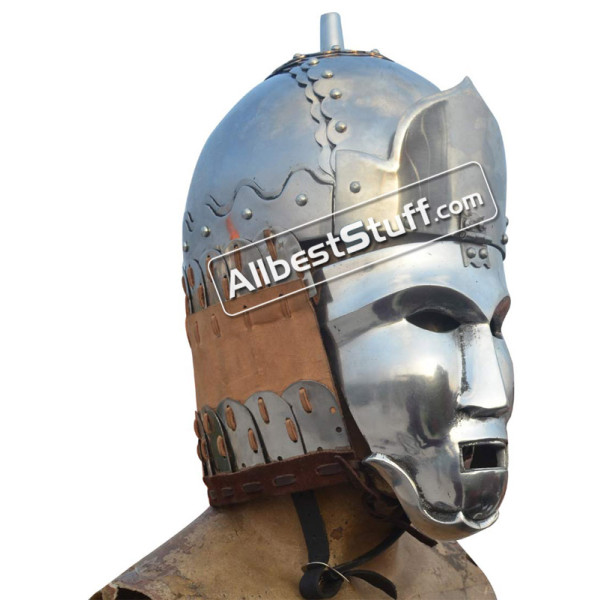 Medieval Mongolian 14th century Great Helmet 16 Gauge Steel