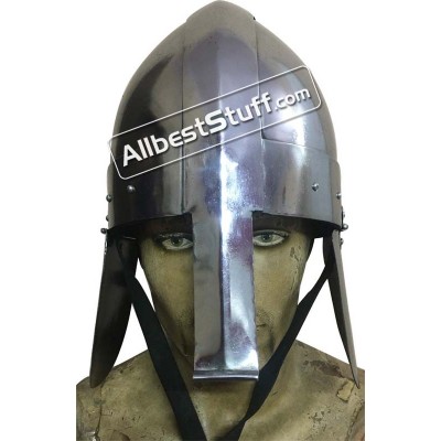 Medieval Nasal Bar Helm with Cheekplates