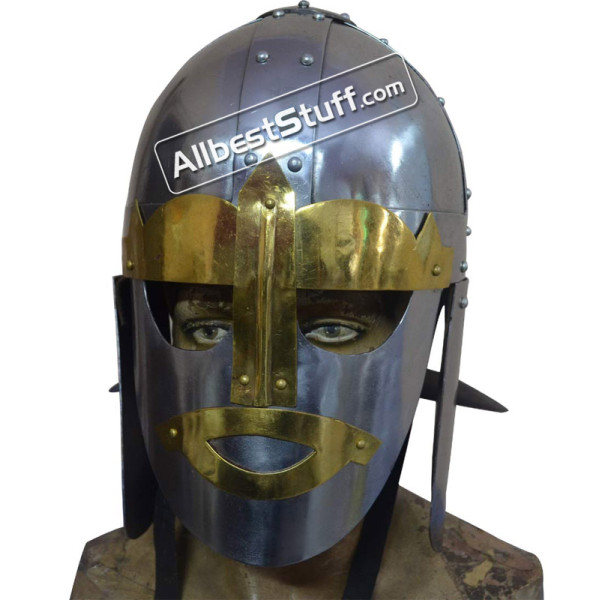 Medieval Sutton Hoo Helmet Made of 18 Gauge Steel