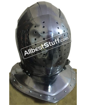 Medieval Visored Great Bascinet Knight Tournament Helmet