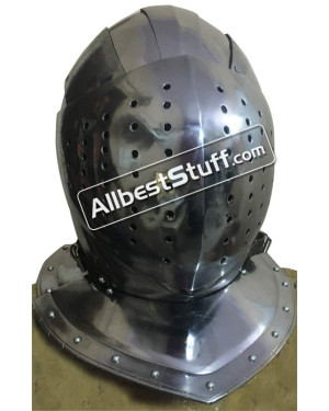 Medieval Visored Great Bascinet Knight Tournament Helmet