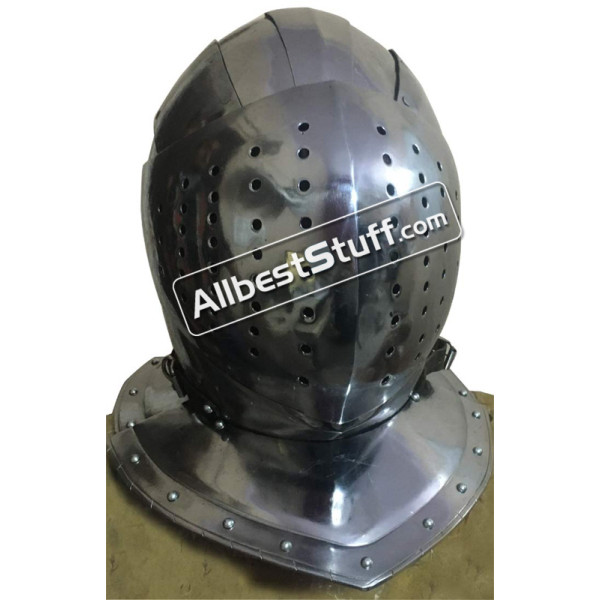 Medieval Visored Great Bascinet Knight Tournament Helmet