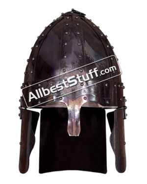 Roman Spangen Helmet Deir el-Medina 16 Gauge Steel, Fire Black