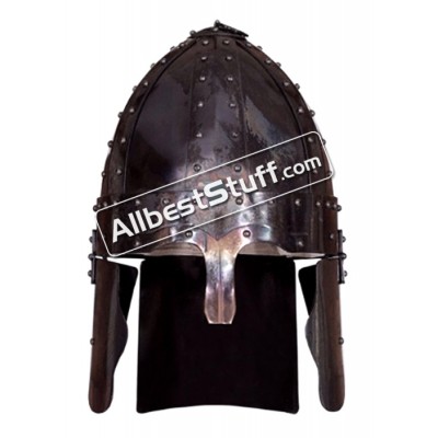Roman Spangen Helmet Deir el-Medina 16 Gauge Steel, Fire Black