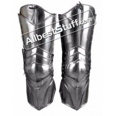 Medieval Steel Plate Armor Leg Protectors with Adjustable Leather Straps