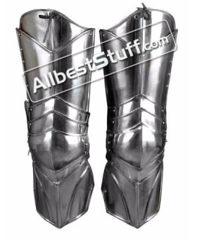 Medieval Steel Plate Armor Leg Protectors with Adjustable Leather Straps