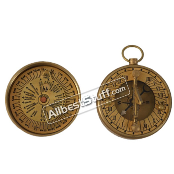 Nautical Antique Decor Brass Maritime Sundial Compass