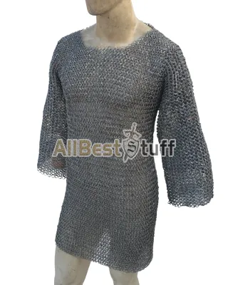 Aluminum Round Riveted Chainmail Hauberk Chest 40