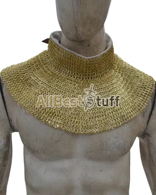 Brass Chainmail Collar 6 mm flat riveted with solid rings