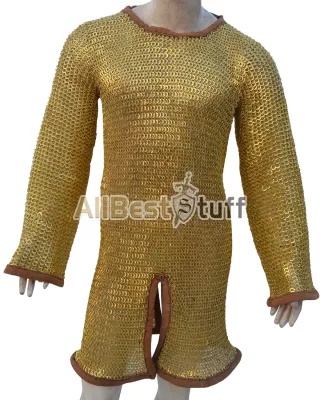 Solid Brass Chainmail Hauberk Chest 44 Long Length