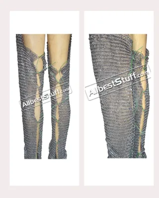 Flat Riveted Flat Solid Chain Mail Legging Back Slit