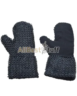 Chainmail Mittens pair of Padded Linen Stitched