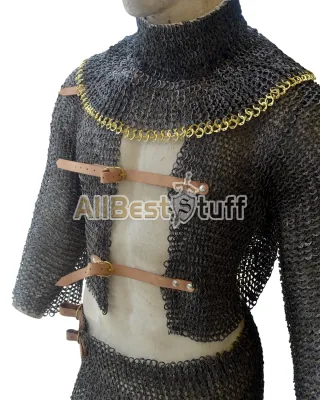 Medieval Riveted Chainmail Collar Voider Skirt set 9 mm